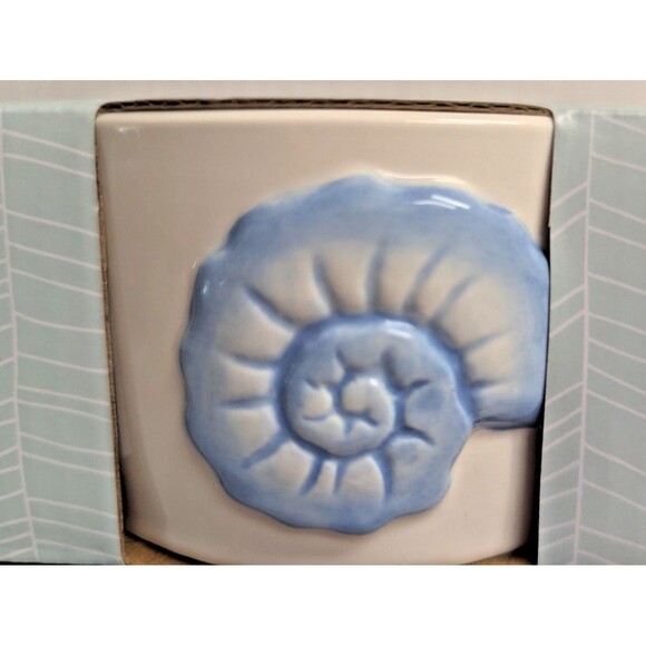 Bakeshop Ramekin Bowls 2pc Seashell Nautilus Blue White Ceramic Kitchen Gift NEW - Picture 4 of 6